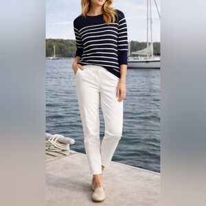J.Jill White Pull-On Cotton Stretch Pants 10P Slim Ankle Travel Minimalist